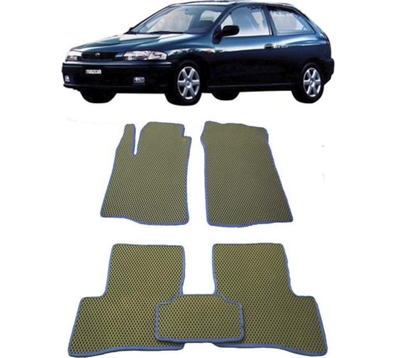 Ковры в салон автомобиля Eva Smart mazda 323 v (c) 3дв 1994 - 1998 эва сота чёрные c красной окантовкой 1449-B5A7-S 1