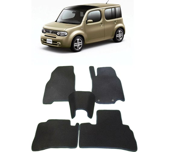 Ковры в салон автомобиля Eva Smart nissan cube iii (z12) правый руль 2008 - эва сота бежевые c красной окантовкой 2721-A1A7-S