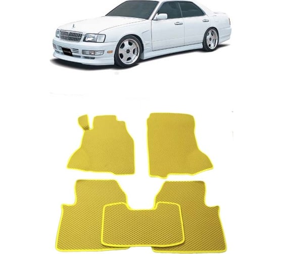 Ковры в салон автомобиля Eva Smart nissan cedric (y32) правый руль 1991 - 1995 эва сота коричневые c красной окантовкой 2184-A6A7-S 1