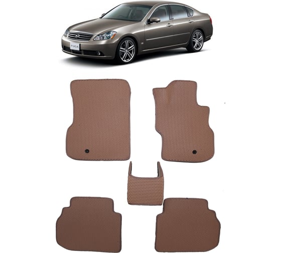 Ковры в салон автомобиля Eva Smart nissan fuga правый руль 2004 - 2009 эва сота коричневые c бежевой окантовкой 2991-A6A1-S 1