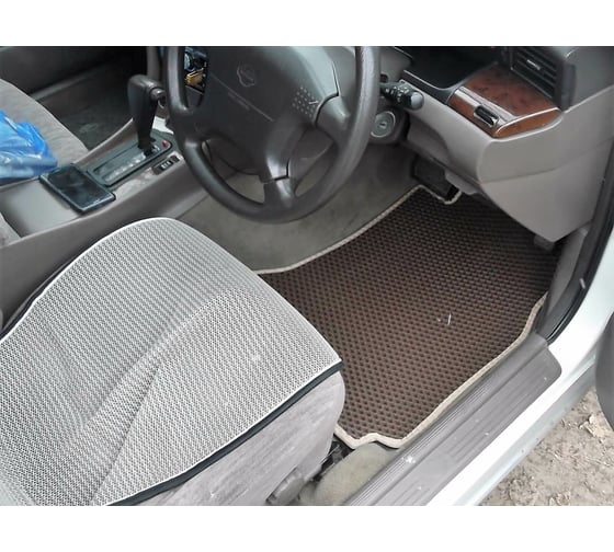 Ковры в салон автомобиля Eva Smart nissan laurel viii (c 35) правый руль 1997 - 2002 эва сота коричневые c бежевой окантовкой 2518-A6A1-S