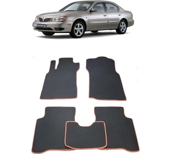 Ковры в салон автомобиля Eva Smart nissan maxima v (a33) 2000 - 2005 эва сота бежевые c черной окантовкой 1578-A1B5-S 1