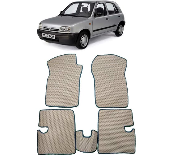 Ковры в салон автомобиля Eva Smart nissan micra ii (k11) 1992 - 2002 эва сота серые c красной окантовкой 2898-B1A7-S 1