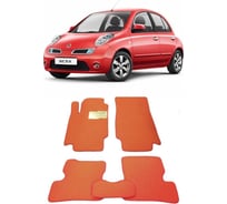 Ковры в салон автомобиля Eva Smart nissan micra iii (k12) 2003 - 2010 эва сота коричневые c красной окантовкой 1579-A6A7-S