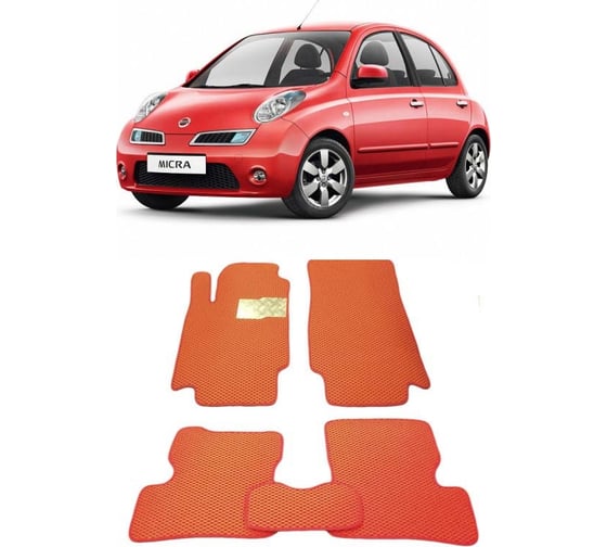 Ковры в салон автомобиля Eva Smart nissan micra iii (k12) 2003 - 2010 эва сота коричневые c коричневой окантовкой 1579-A6A6-S 1
