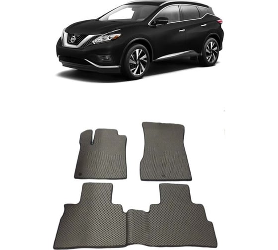 Ковры в салон автомобиля Eva Smart nissan murano (z52) 2014 - эва сота коричневые c серой окантовкой 2204-A6B1-S