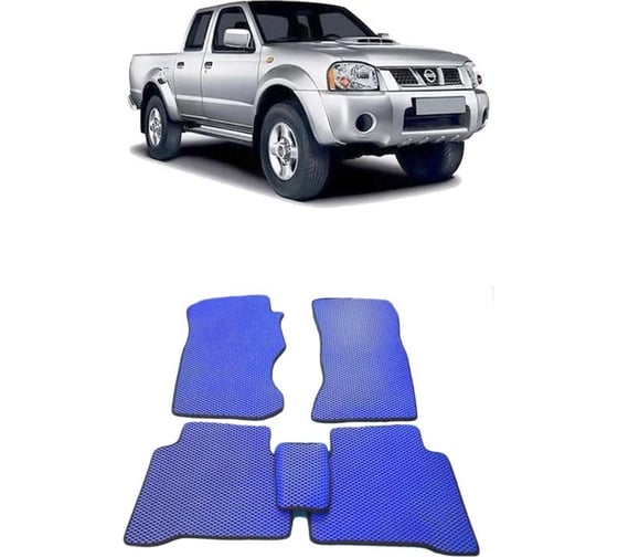 Ковры в салон автомобиля Eva Smart nissan navara (np300) 2008 - 2015 эва сота серые c синей окантовкой 2305-B1B2-S