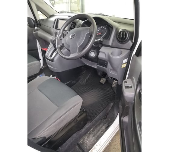 Ковры в салон автомобиля Eva Smart nissan nv200 правый руль минивэн 5мест 2009 - эва сота коричневые c синей окантовкой 3587-A6B2-S