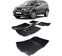 Ковры в салон автомобиля Eva Smart nissan x-trail (t32) пресс борта 2013 - эва сота бежевые c синей окантовкой 3557-A1B2-S