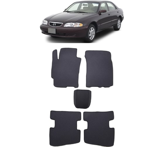 Ковры в салон автомобиля Eva Smart mazda 626 (ge) 1991 - 1997 эва сота серые c бежевой окантовкой 3016-B1A1-S
