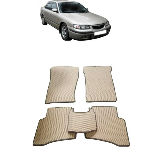 Ковры в салон автомобиля Eva Smart mazda 626 (gf) 1997 - 2002 эва сота серые c коричневой окантовкой 2788-B1A6-S 1