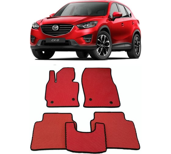 Ковры в салон автомобиля Eva Smart mazda cx-5 2011 - 2017 эва сота чёрные c синей окантовкой 1459-B5B2-S