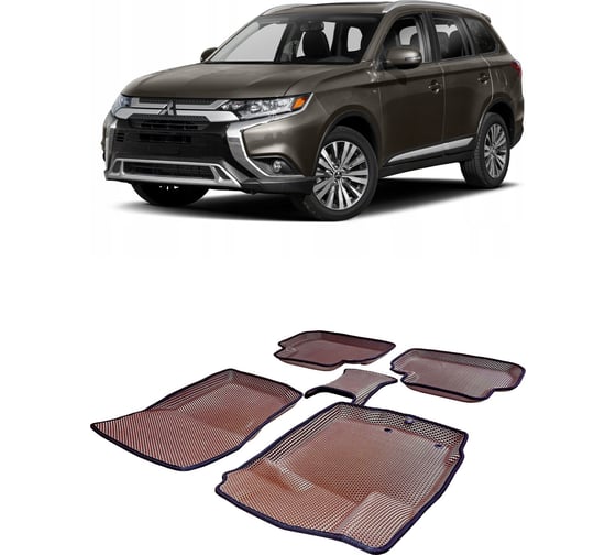Ковры в салон автомобиля Eva Smart mitsubishi outlander iii 5мест пресс борта 2012 - эва сота серые c красной окантовкой 3568-B1A7-S