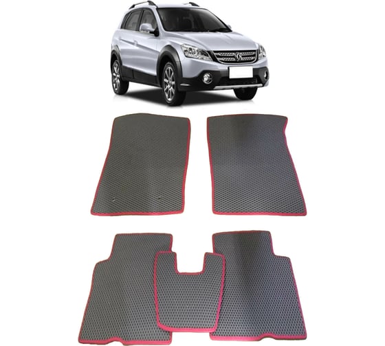 Ковры в салон автомобиля Eva Smart dongfeng h30 cross 2011 - 2018 эва сота коричневые c черной окантовкой 2120-A6B5-S 1