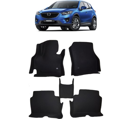 Ковры в салон автомобиля Eva Smart mazda cx-5 вариант макси 3d 2011 - 2017 эва сота серые c синей окантовкой 3032-B1B2-S 1