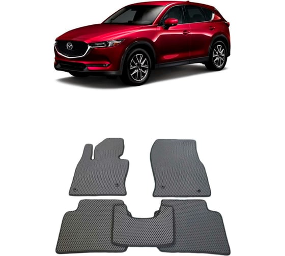 Ковры в салон автомобиля Eva Smart mazda cx-5 ii 2017 - эва сота коричневые c серой окантовкой 2454-A6B1-S 1