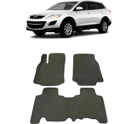 Ковры в салон автомобиля Eva Smart mazda cx-9 i 5мест 2006 - 2016 эва сота бежевые c синей окантовкой 1462-A1B2-S 1