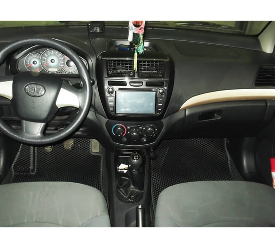Ковры в салон автомобиля Eva Smart faw v5 седан 2012 - 2017 эва сота чёрные c бежевой окантовкой 1178-B5A1-S 1