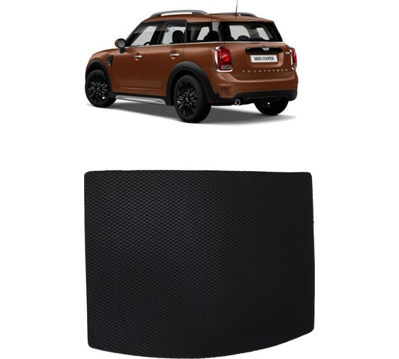 Ковры в салон автомобиля Eva Smart mini countryman ii (f60) 2016 - эва сота чёрные c коричневой окантовкой 2713-B5A6-S