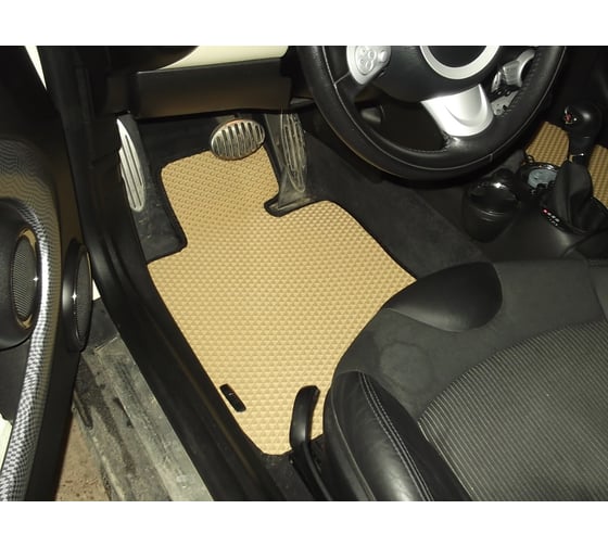 Ковры в салон автомобиля Eva Smart mini clubman (r55) cooper s универсал 2007 - 2010 эва сота бежевые c синей окантовкой 2139-A1B2-S