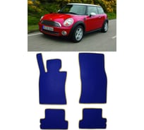Ковры в салон автомобиля Eva Smart mini hatch (r56) 2006 - 2010 эва сота чёрные c коричневой окантовкой 2701-B5A6-S