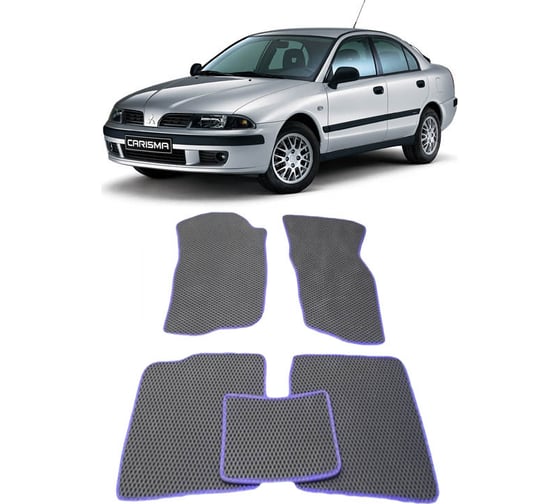 Ковры в салон автомобиля Eva Smart mitsubishi carisma 2001 - 2005 эва сота чёрные c красной окантовкой 1537-B5A7-S 1