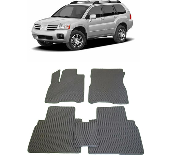 Ковры в салон автомобиля Eva Smart mitsubishi endeavor 2002 - 2011 эва сота коричневые c синей окантовкой 2719-A6B2-S