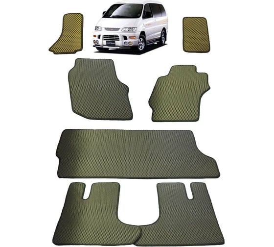Ковры в салон автомобиля Eva Smart mitsubishi delica (pe8w) правый руль 1993 - 2006 эва сота бежевые c синей окантовкой 2219-A1B2-S