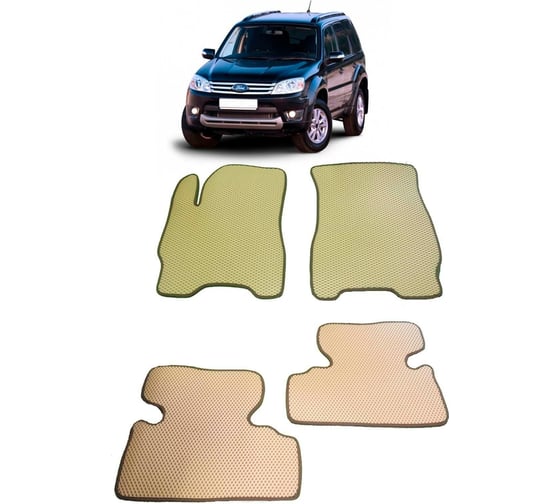 Ковры в салон автомобиля Eva Smart ford escape ii 2007 - 2012 эва сота чёрные c черной окантовкой 1185-B5B5-S 1