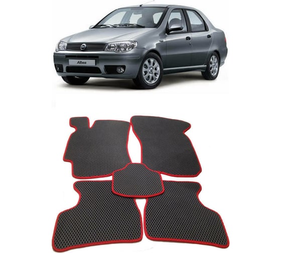 Ковры в салон автомобиля Eva Smart fiat albea 2002 - 2012 эва сота серые c серой окантовкой 1214-B1B1-S