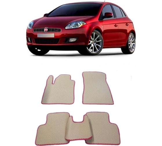 Ковры в салон автомобиля Eva Smart fiat bravo ii 2007 - 2014 эва сота бежевые c синей окантовкой 2419-A1B2-S 1