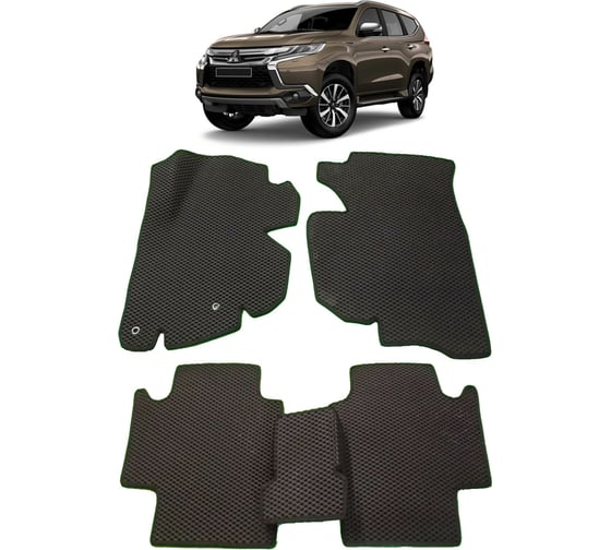 Ковры в салон автомобиля Eva Smart mitsubishi pajero sport iii вариант макси 3d 2015 - эва сота серые c черной окантовкой 2624-B1B5-S 1