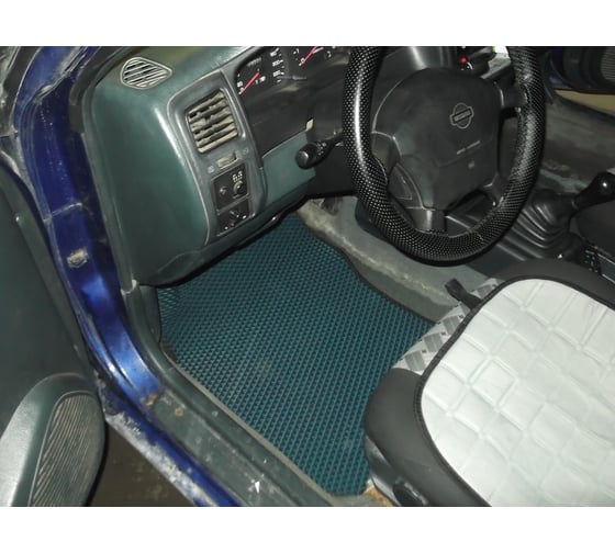 Ковры в салон автомобиля Eva Smart nissan almera i (n15) 1995 - 2000 эва сота бежевые c синей окантовкой 2840-A1B2-S