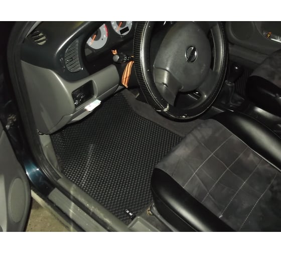 Ковры в салон автомобиля Eva Smart nissan almera classic 2006 - 2013 эва сота серые c синей окантовкой 1569-B1B2-S