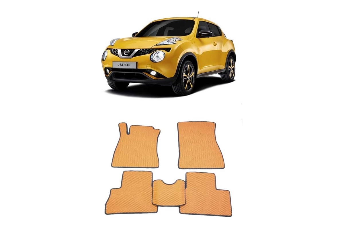 Ковры в салон автомобиля Eva Smart nissan juke 2010 - 2019 эва сота чёрные  c синей окантовкой 1573-B5B2-S - заказать в интернет-магазине: цена,  описание, отзывы.