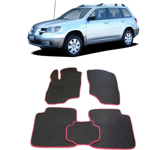 Ковры в салон автомобиля Eva Smart mitsubishi outlander i 2003 - 2007 эва сота серые c черной окантовкой 1551-B1B5-S