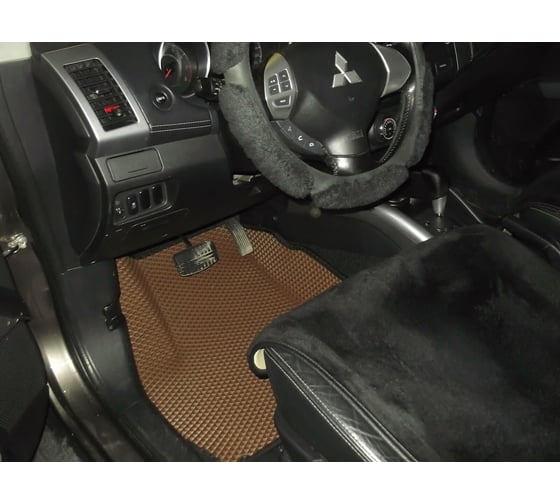 Ковры в салон автомобиля Eva Smart mitsubishi outlander xl вариант макси 3d 2007 - 2012 эва сота чёрные c черной окантовкой 2839-B5B5-S