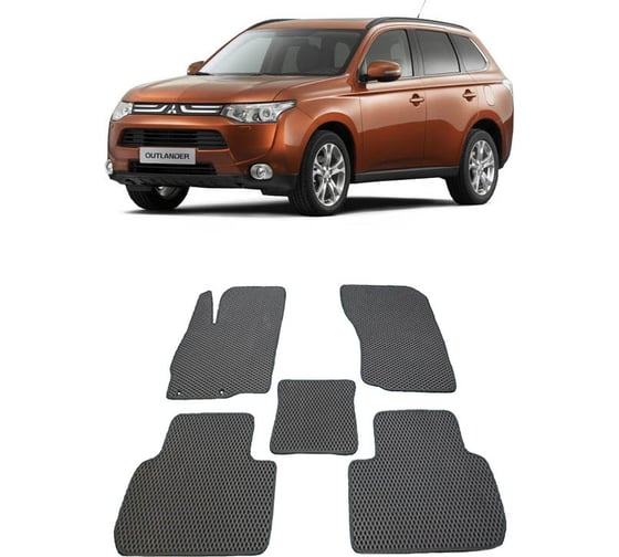 Ковры в салон автомобиля Eva Smart mitsubishi outlander iii 5мест 2012 - эва сота серые c красной окантовкой 1555-B1A7-S 1