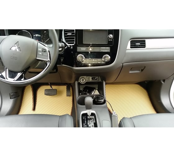 Ковры в салон автомобиля Eva Smart mitsubishi outlander iii 7мест 2012 - эва сота бежевые c красной окантовкой 3052-A1A7-S