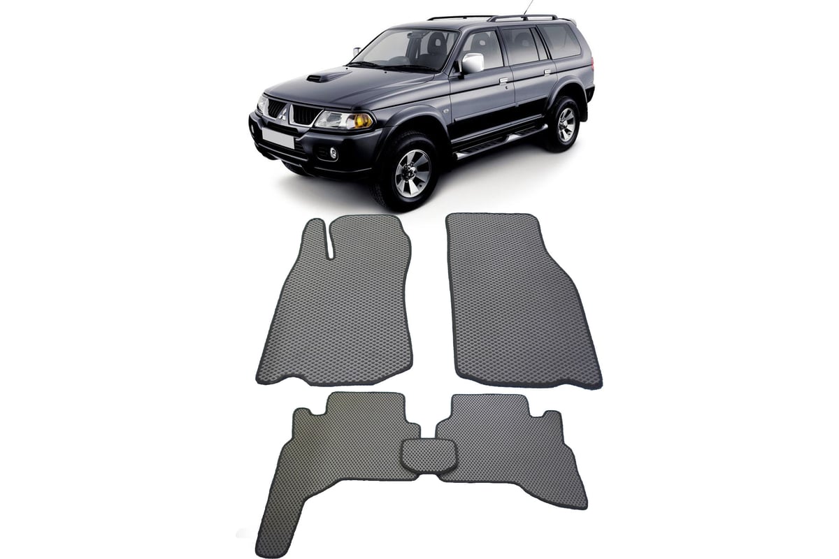 Ковры в салон автомобиля Eva Smart mitsubishi pajero sport i (montero sport  i) 1998 - 2008 эва сота чёрные c черной окантовкой 1561-B5B5-S - заказать в  интернет-магазине: цена, описание, отзывов - 1.