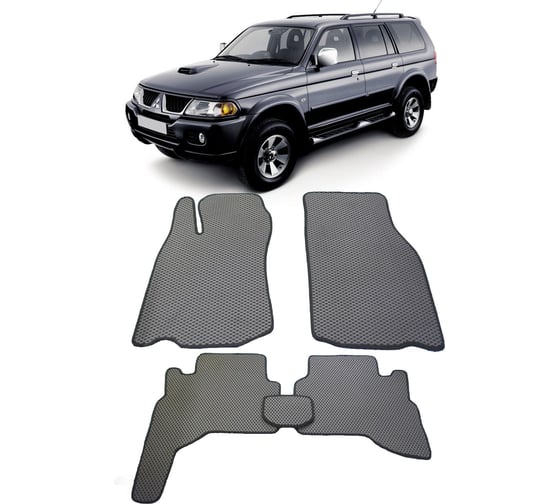 Ковры в салон автомобиля Eva Smart mitsubishi pajero sport i (montero sport i) 1998 - 2008 эва сота чёрные c синей окантовкой 1561-B5B2-S
