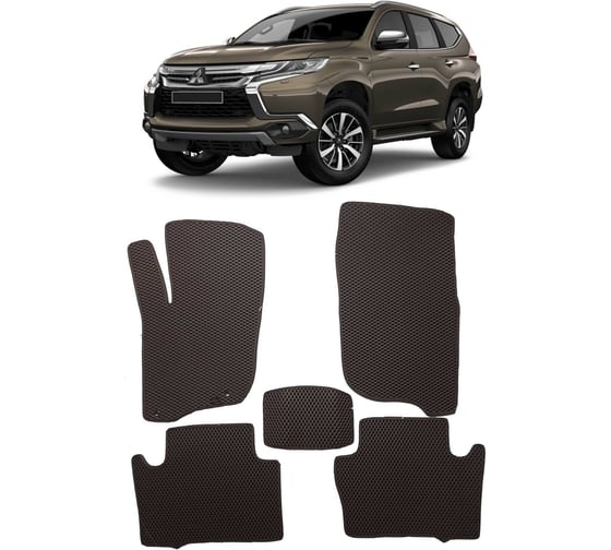 Ковры в салон автомобиля Eva Smart mitsubishi pajero sport iii 5мест 2015 - эва сота чёрные c синей окантовкой 2626-B5B2-S 1