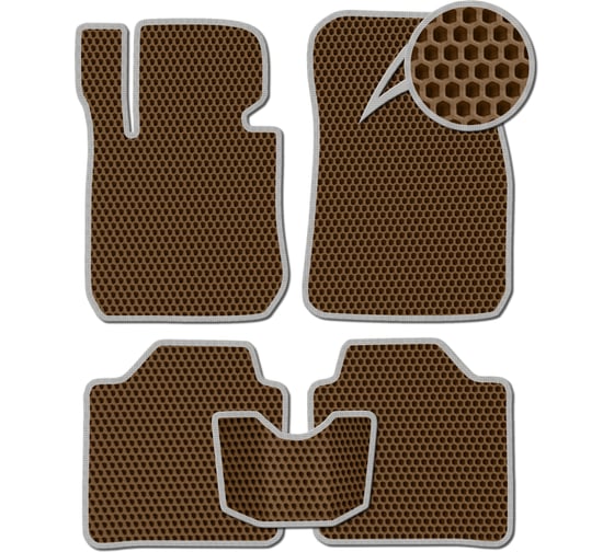 Ковры в салон автомобиля Eva Smart mercedes-benz slc-класс (r172) 2016 - эва сота коричневые c серой окантовкой 3180-A6B1-S