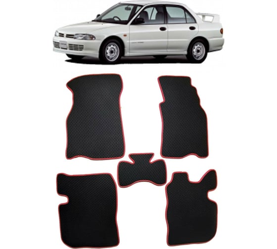 Ковры в салон автомобиля Eva Smart mitsubishi lancer vi правый руль 1991 - 2000 эва сота бежевые c синей окантовкой 1542-A1B2-S 1