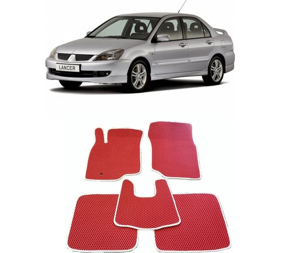 Ковры в салон автомобиля Eva Smart mitsubishi lancer ix 2000 - 2010 эва сота коричневые c серой окантовкой 1543-A6B1-S 1