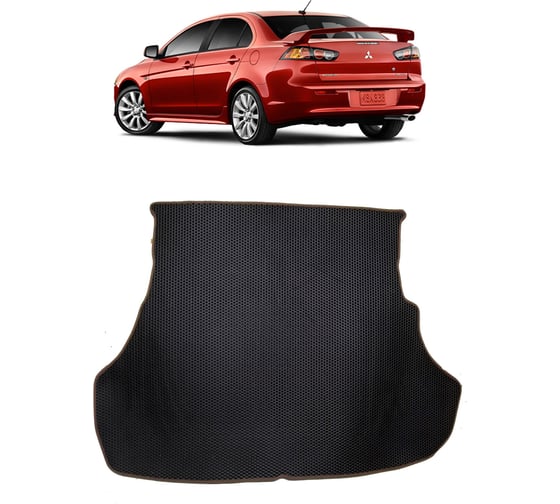 Ковры в салон автомобиля Eva Smart mitsubishi lancer x 2007 - 2017 эва сота чёрные c черной окантовкой 1546-B5B5-S