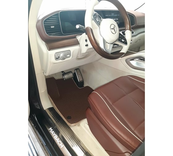 Ковры в салон автомобиля Eva Smart mercedes-benz maybach gls 600 2019 - эва сота серые c коричневой окантовкой 3467-B1A6-S