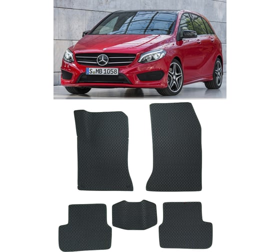 Ковры в салон автомобиля Eva Smart mercedes-benz b-класс ii (w246) рестайлинг 2014 - 2018 эва сота чёрные c серой окантовкой 3507-B5B1-S 1
