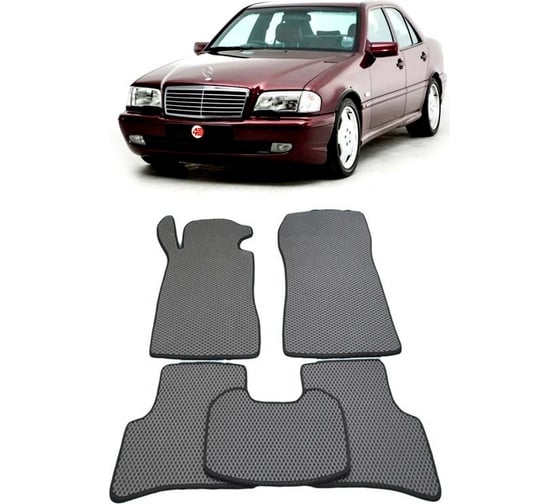 Ковры в салон автомобиля Eva Smart mercedes-benz с-класс (w202) 1993 - 2000 эва сота коричневые c красной окантовкой 1475-A6A7-S