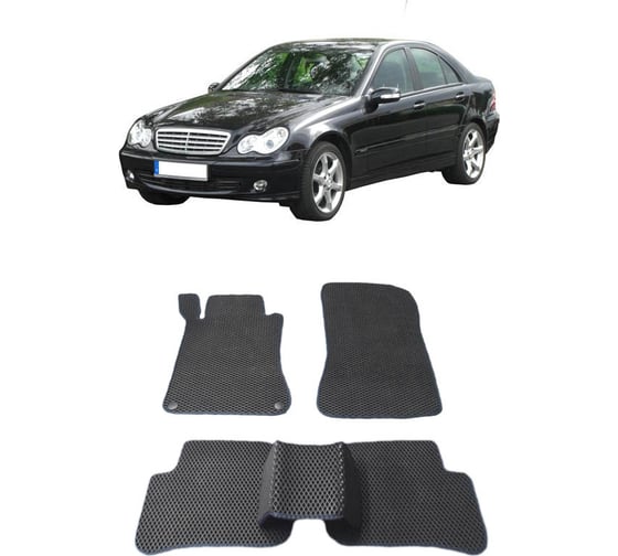 Ковры в салон автомобиля Eva Smart mercedes-benz с-класс (w203) 2000 - 2007 эва сота бежевые c черной окантовкой 1476-A1B5-S 1